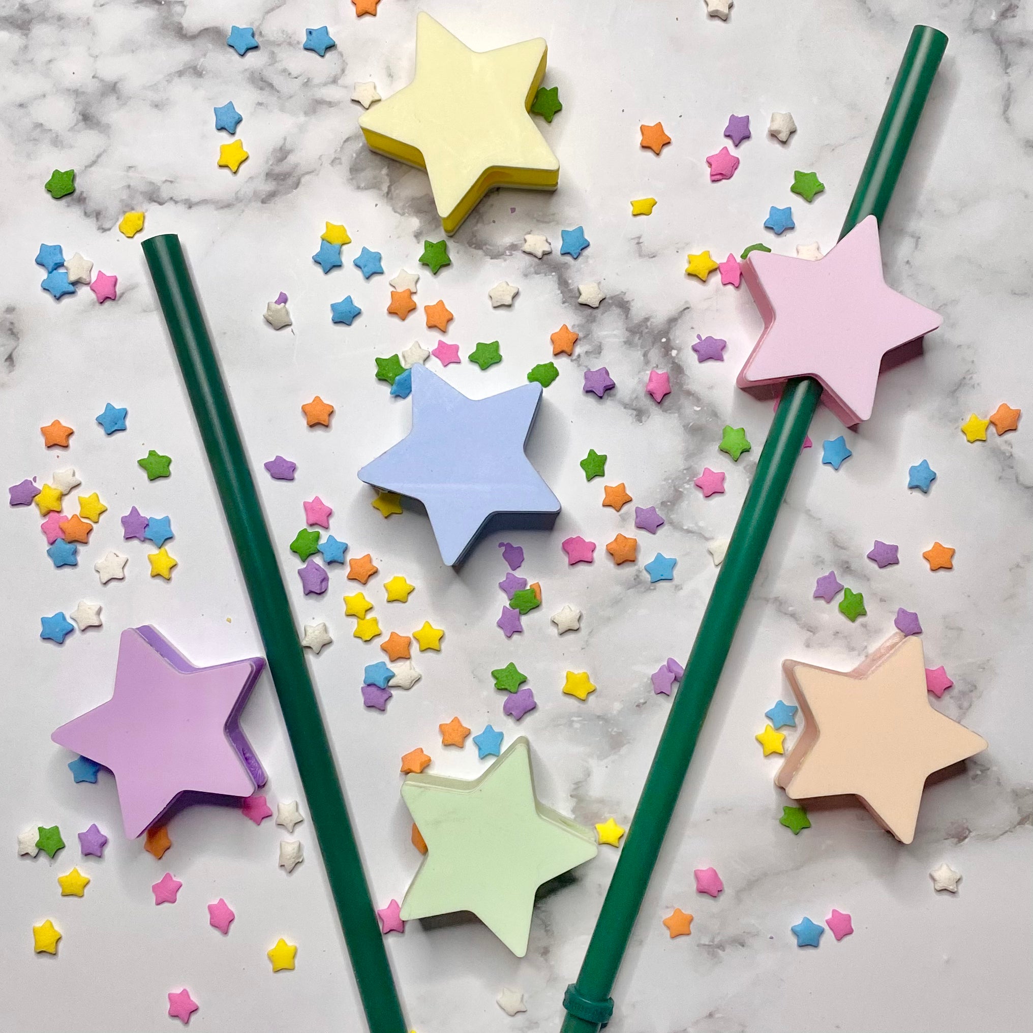 20PCS PVC Straw Charms Colorful Rabbit Star Gift Pack Designer